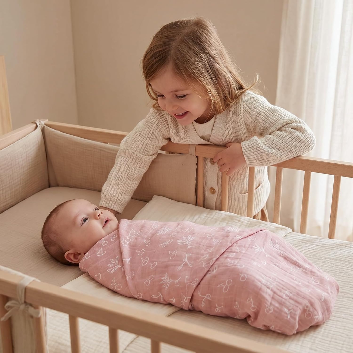 image:image4Pack Muslin Swaddle Blankets for Newborns 100 Cotton Breathable Soft Muslin Large 315x433 MultiUse Stroller Sunshade Nursing Cover amp Receiving Blanket Bear CheckeredNeutral