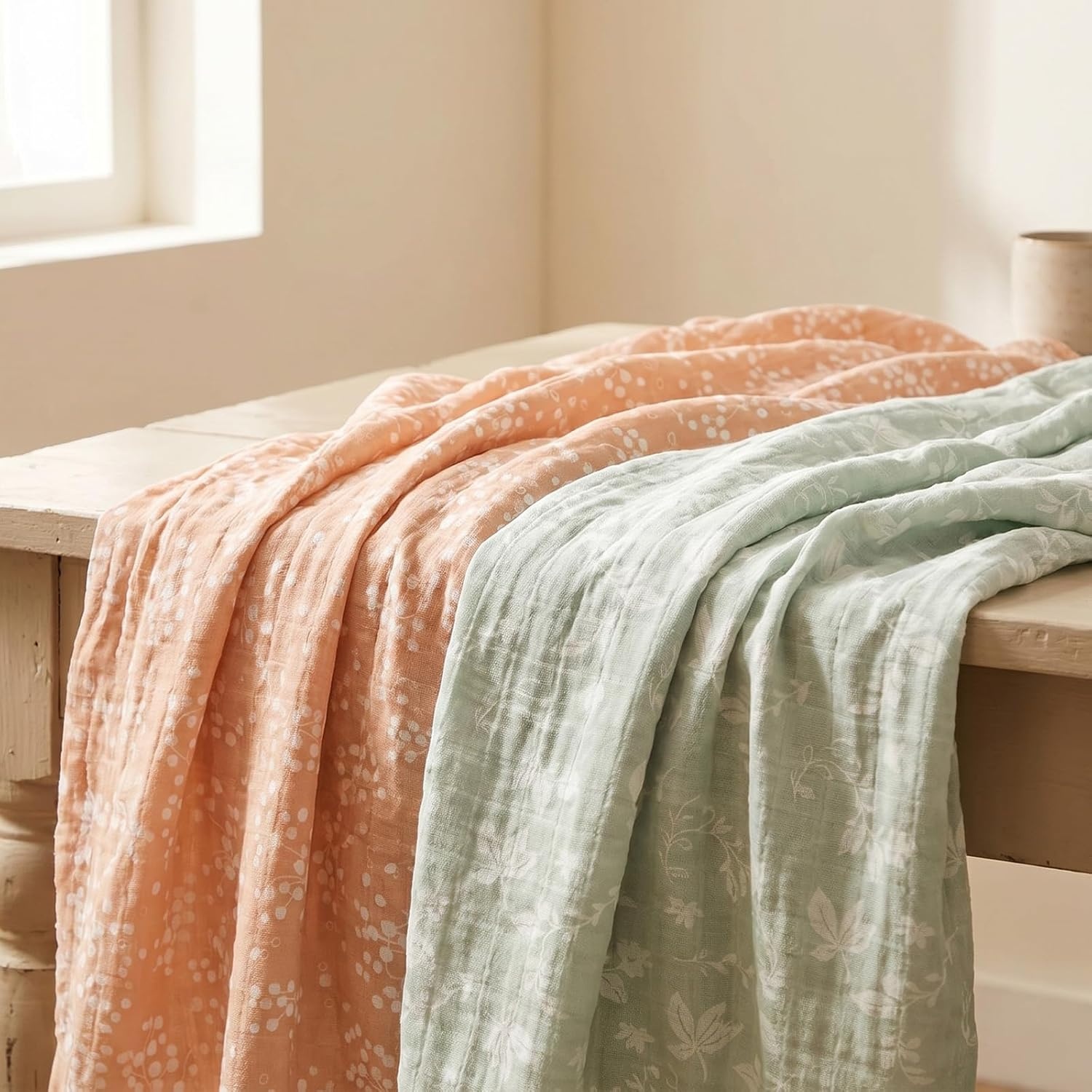 image:image4Pack Muslin Swaddle Blankets for Newborns 100 Cotton Breathable Soft Muslin Large 315x433 MultiUse Stroller Sunshade Nursing Cover amp Receiving Blanket Bear CheckeredNeutral