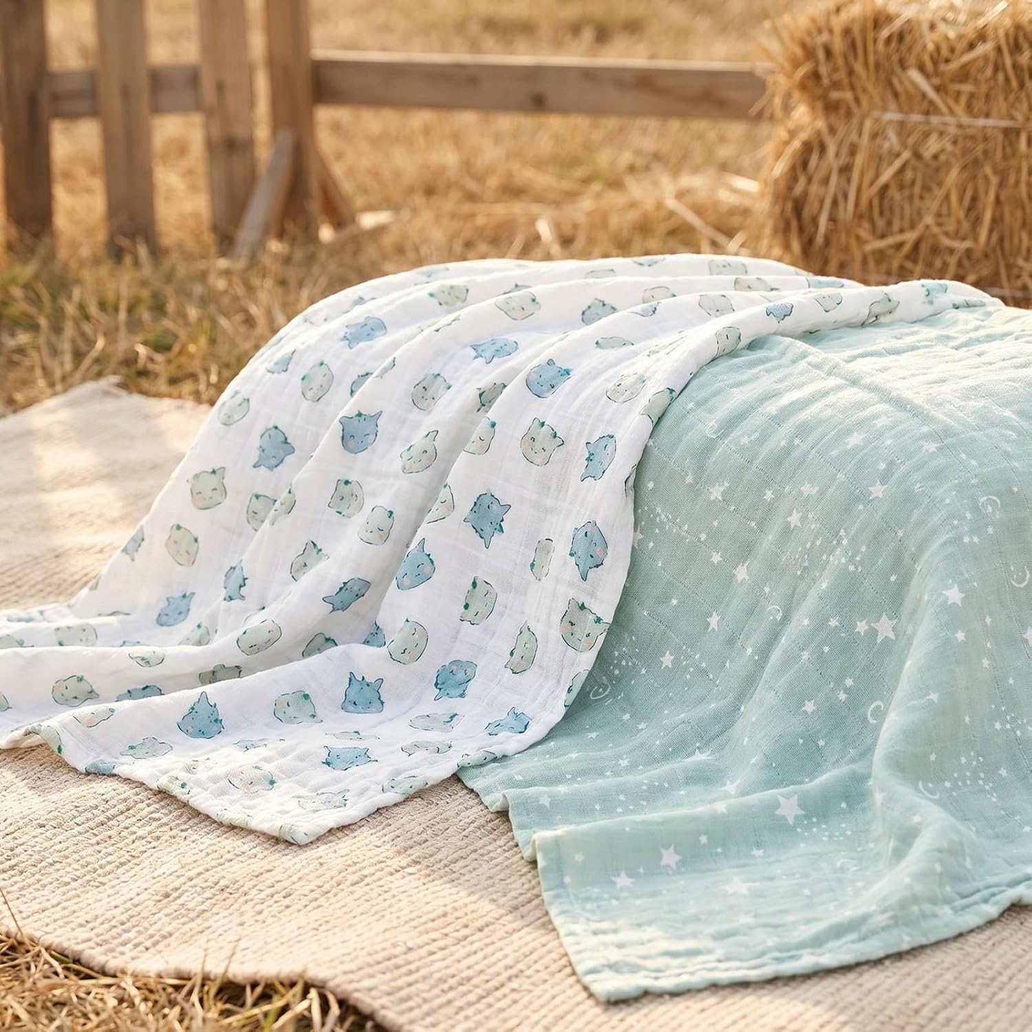 image:image4Pack Muslin Swaddle Blankets for Newborns 100 Cotton Breathable Soft Muslin Large 315x433 MultiUse Stroller Sunshade Nursing Cover amp Receiving Blanket Bear CheckeredBlue Dinosaur