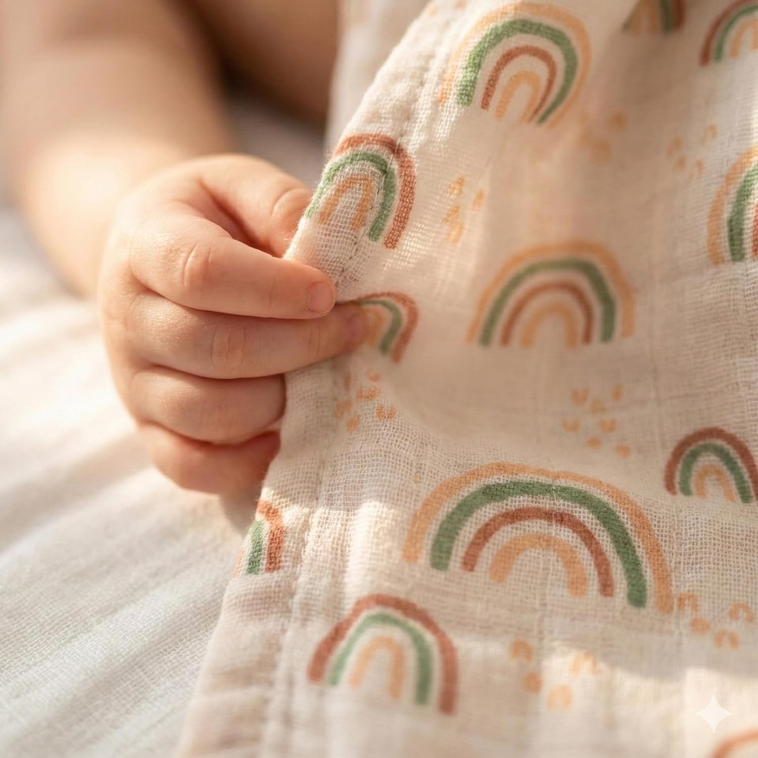 image:image4Pack Muslin Swaddle Blankets for Newborns 100 Cotton Breathable Soft Muslin Large 315x433 MultiUse Stroller Sunshade Nursing Cover amp Receiving Blanket Bear CheckeredOrange Rainbow Horse