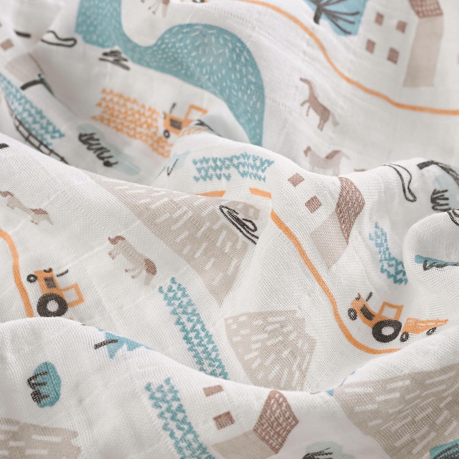 image:image4Pack Muslin Swaddle Blankets for Newborns 100 Cotton Breathable Soft Muslin Large 315x433 MultiUse Stroller Sunshade Nursing Cover amp Receiving Blanket Bear CheckeredLight Blue Farm Country