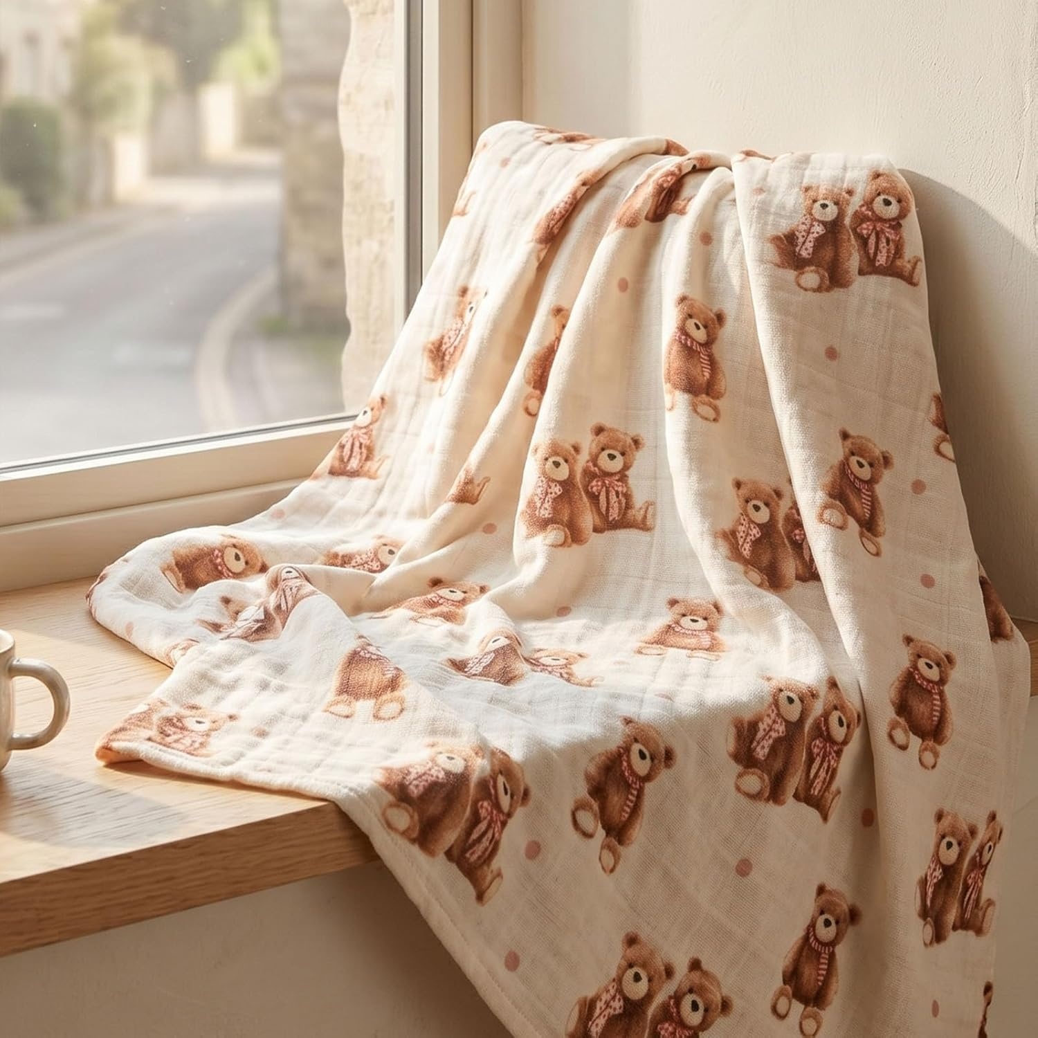 image:image4Pack Muslin Swaddle Blankets for Newborns 100 Cotton Breathable Soft Muslin Large 315x433 MultiUse Stroller Sunshade Nursing Cover amp Receiving Blanket Bear CheckeredBear Checkered