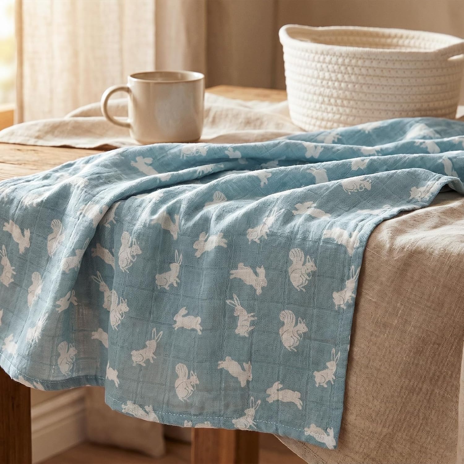 image:image4Pack Muslin Swaddle Blankets for Newborns 100 Cotton Breathable Soft Muslin Large 315x433 MultiUse Stroller Sunshade Nursing Cover amp Receiving Blanket Bear CheckeredNeutral