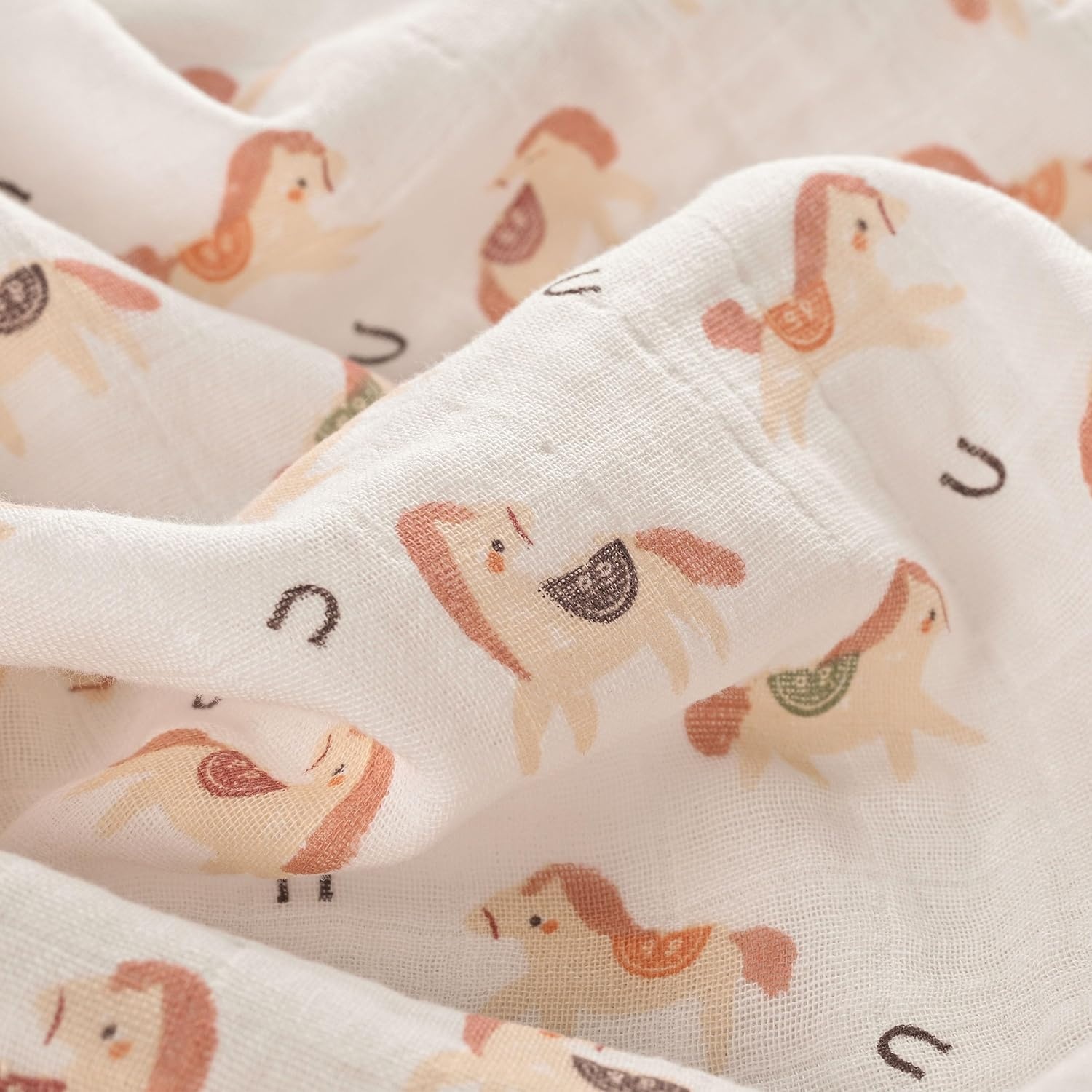 image:image4Pack Muslin Swaddle Blankets for Newborns 100 Cotton Breathable Soft Muslin Large 315x433 MultiUse Stroller Sunshade Nursing Cover amp Receiving Blanket Bear CheckeredOrange Rainbow Horse