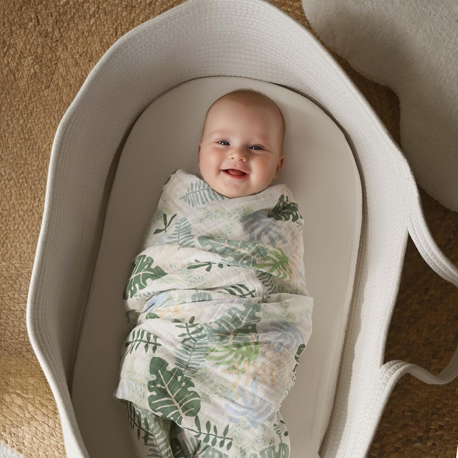 image:image4Pack Muslin Swaddle Blankets for Newborns 100 Cotton Breathable Soft Muslin Large 315x433 MultiUse Stroller Sunshade Nursing Cover amp Receiving Blanket Bear CheckeredSage Green Leave