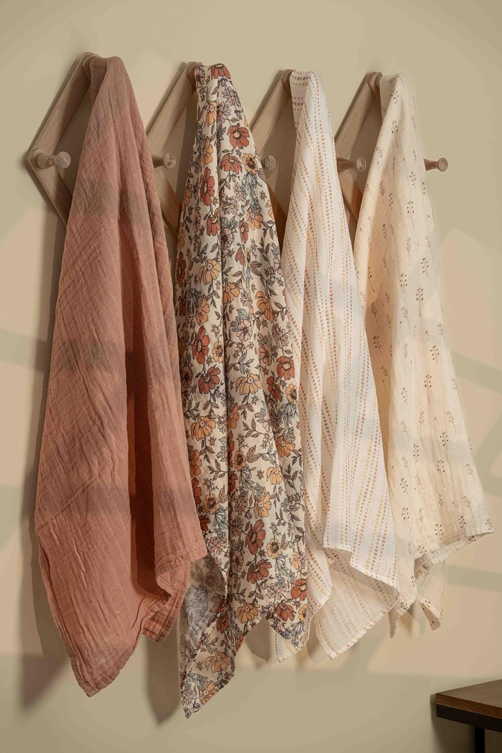 image:image4Pack Muslin Swaddle Blankets for Newborns 100 Cotton Breathable Soft Muslin Large 315x433 MultiUse Stroller Sunshade Nursing Cover amp Receiving Blanket Bear CheckeredChocolate Retro Floral