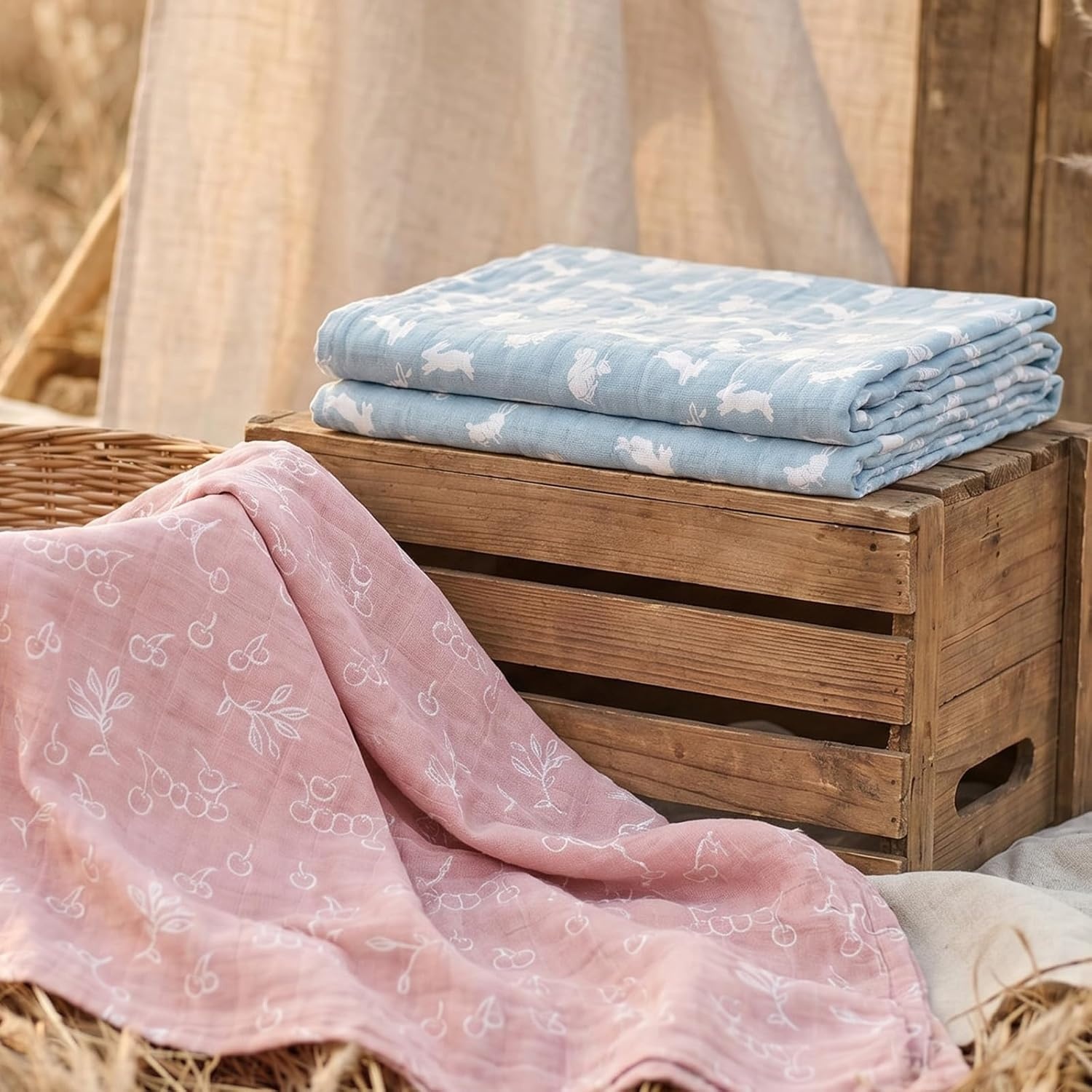 image:image4Pack Muslin Swaddle Blankets for Newborns 100 Cotton Breathable Soft Muslin Large 315x433 MultiUse Stroller Sunshade Nursing Cover amp Receiving Blanket Bear CheckeredNeutral