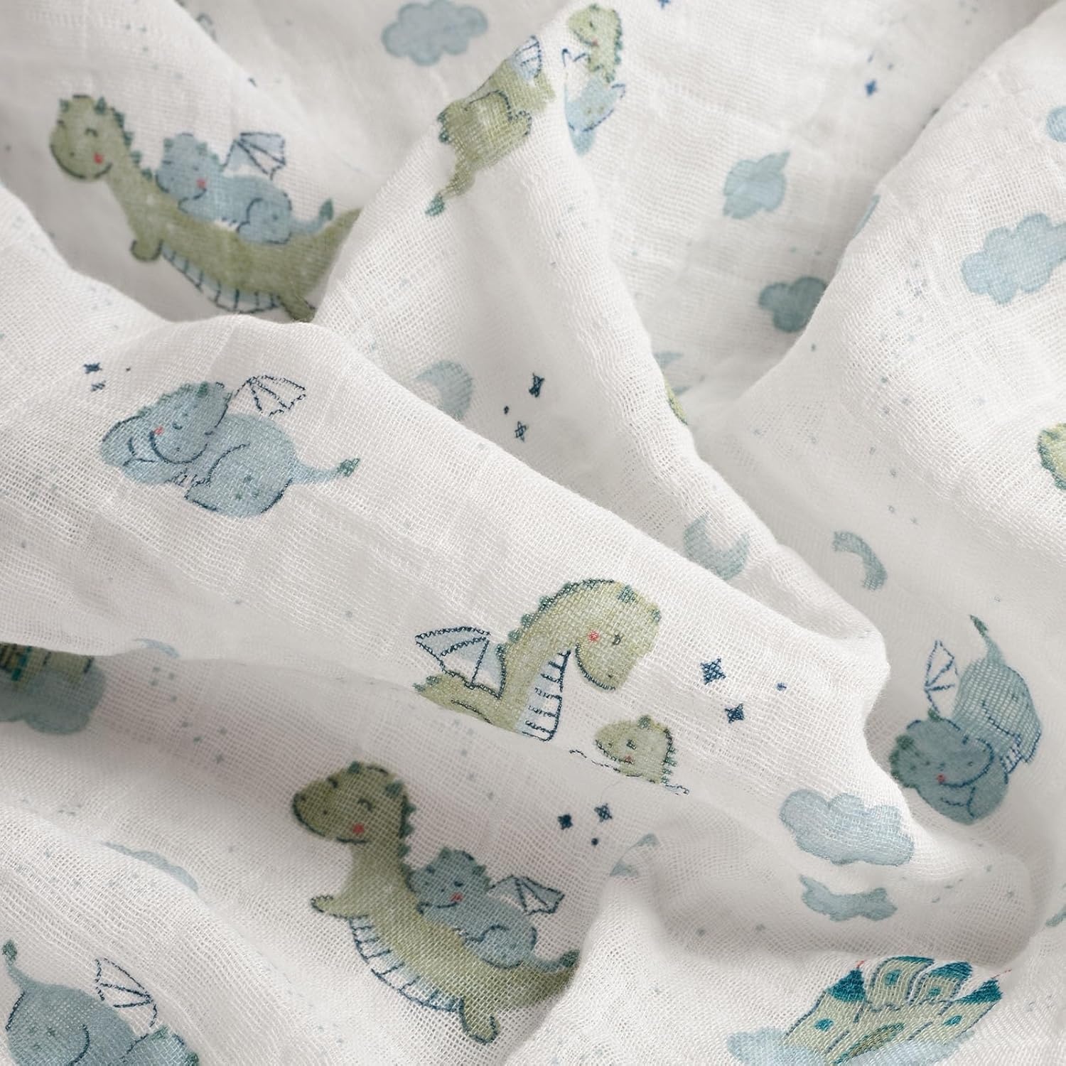 image:image4Pack Muslin Swaddle Blankets for Newborns 100 Cotton Breathable Soft Muslin Large 315x433 MultiUse Stroller Sunshade Nursing Cover amp Receiving Blanket Bear CheckeredBlue Dinosaur