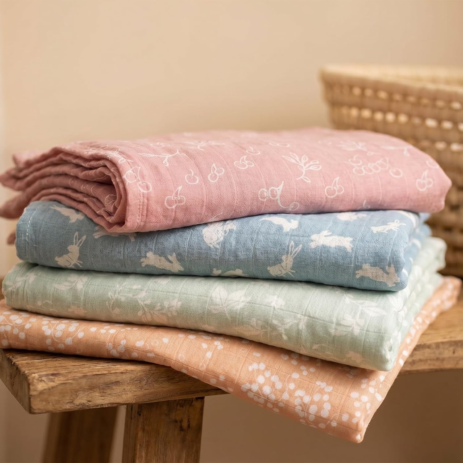 image:image4Pack Muslin Swaddle Blankets for Newborns 100 Cotton Breathable Soft Muslin Large 315x433 MultiUse Stroller Sunshade Nursing Cover amp Receiving Blanket Bear CheckeredNeutral