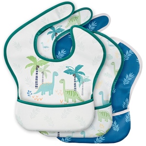 image:image3Pack Baby Feeding Bibs  Waterproof StainResistant 3D Food Catcher Soft Lightweight Design for BabyLed Weaning Infants amp Toddlers 324 Months Safari AnimalsBlue Dinosaur