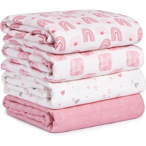 image:image4Pack Muslin Swaddle Blankets for Newborns  100 Cotton Breathable Soft Muslin Large 315x433  MultiUse Stroller Sunshade Nursing Cover amp Receiving Blanket Bear CheckeredPink Rainbow